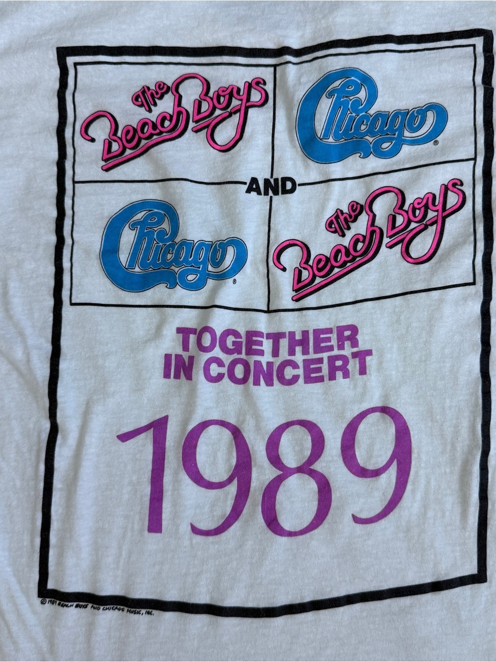 Chicago Beach Boys Together In Concert 1989 Vintage Tour Tee XL 21” pit to pit - Picture 2 of 10
